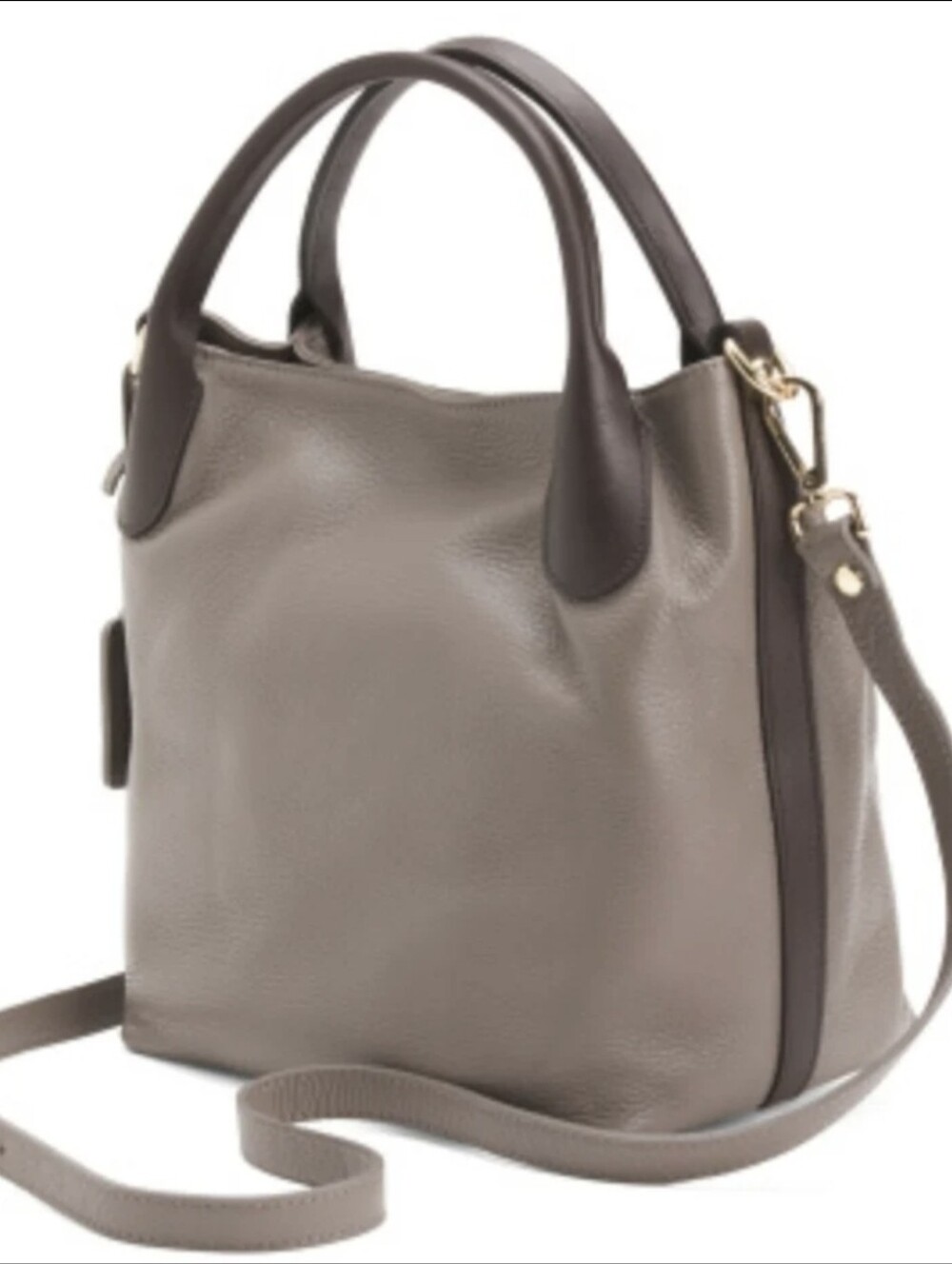 NWT Valentina Italy Gray Navy Pebbled Leather Satchel Crossbody Bag Art 4967